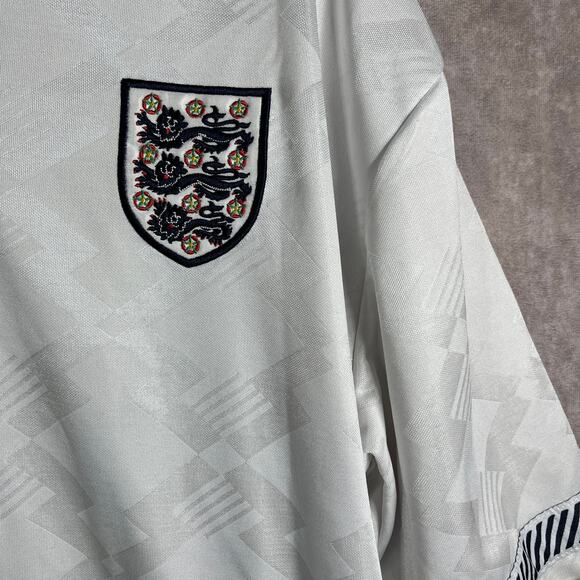 Score Draw England National 1990/1991 Polo Shirt Mens Large White Football - Picture 3 of 10